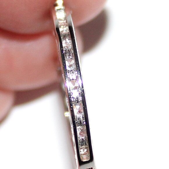 Sterling Silver Cubic Zirconia Hoop Earrings - Picture 5 of 8